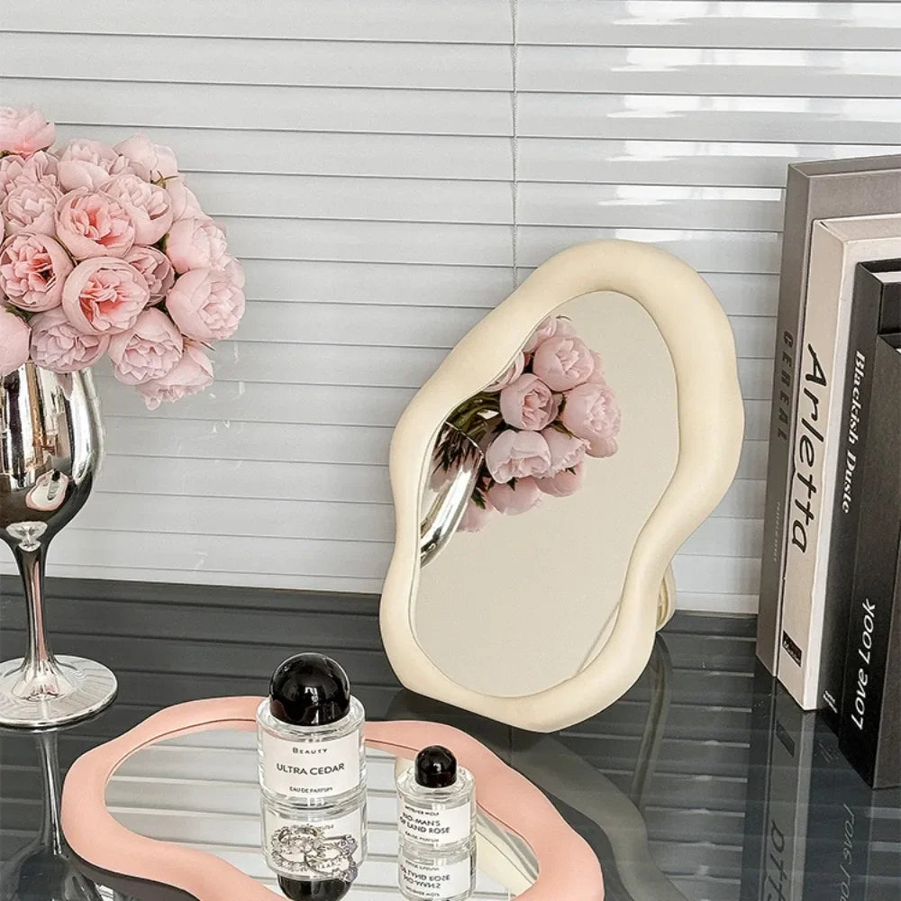 1PC Cream Style Makeup Mirror Decorative Irregular Simple Standing Dresser Mirror Cloud Shaped French Hairdressing Wall Mirror - Buy online at  Vibe In Cart.