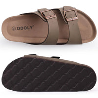 Comwarm Men's Cork Footbed Slides Sandals Arch Support Summer Outdoor Sandals with Adjustable Buckle Leisure Men Leather Slides - Buy online at  Vibe In Cart.