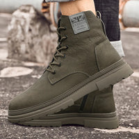 Men's Lace-Up Ankle Boots Martin Style Flat Heel