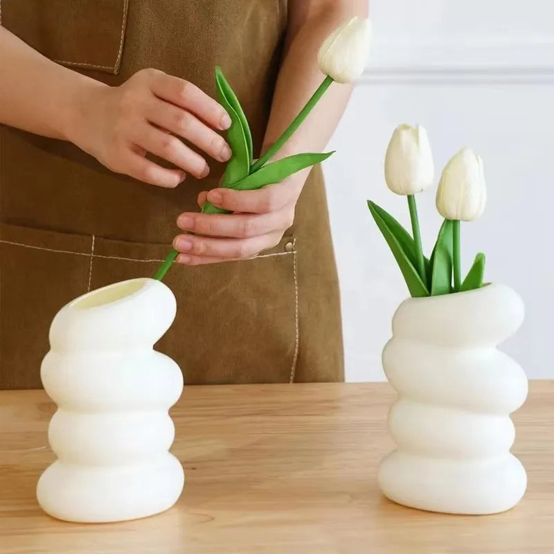 1PC Plastic Spiral White Vase Nordic Creative Flower Arrangement Container For Kitchen Living Bedroom Home Decoration Ornament - Buy online at  Vibe In Cart.
