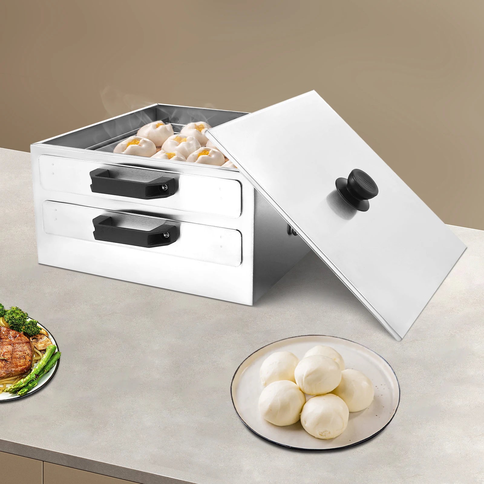 Open Chinese Rice Noodle Roll Food Steamer with Extra Tray Stainless Steel Square Tier/Layer Cooking Cuisine Guangdong Cookware - Buy online at  Vibe In Cart.