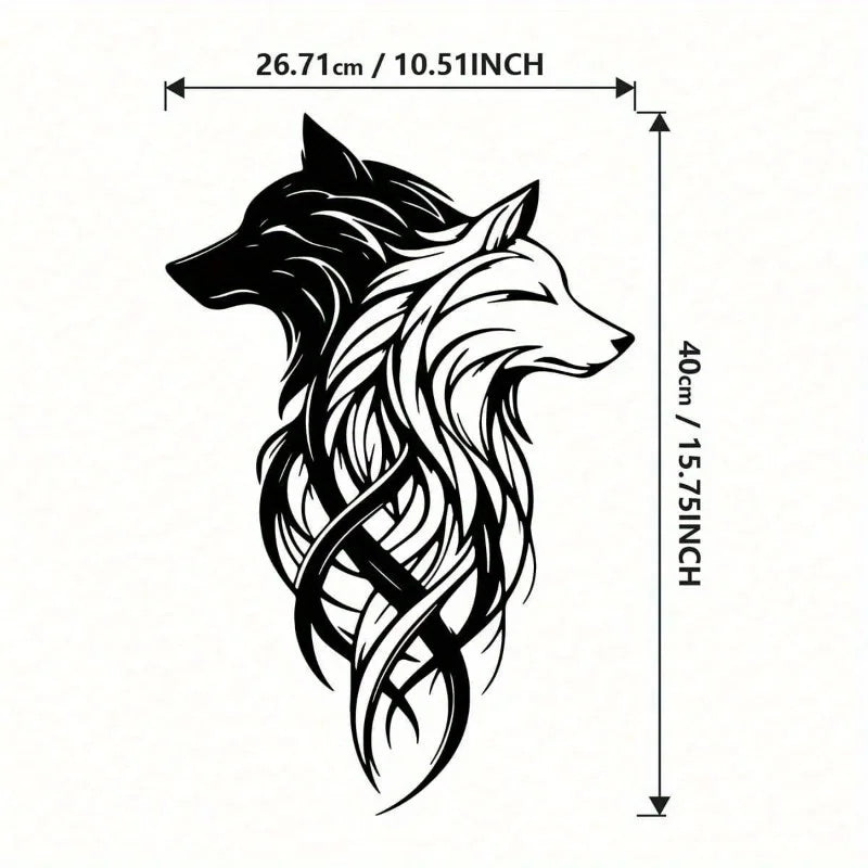 "Twin Wolf Shadows"Metal Wall Sculpture Set|Black&White Wolf Head,Wrought Iron,Halloween&Christmas Gift,Living Room/Office Decor - Buy online at  Vibe In Cart.