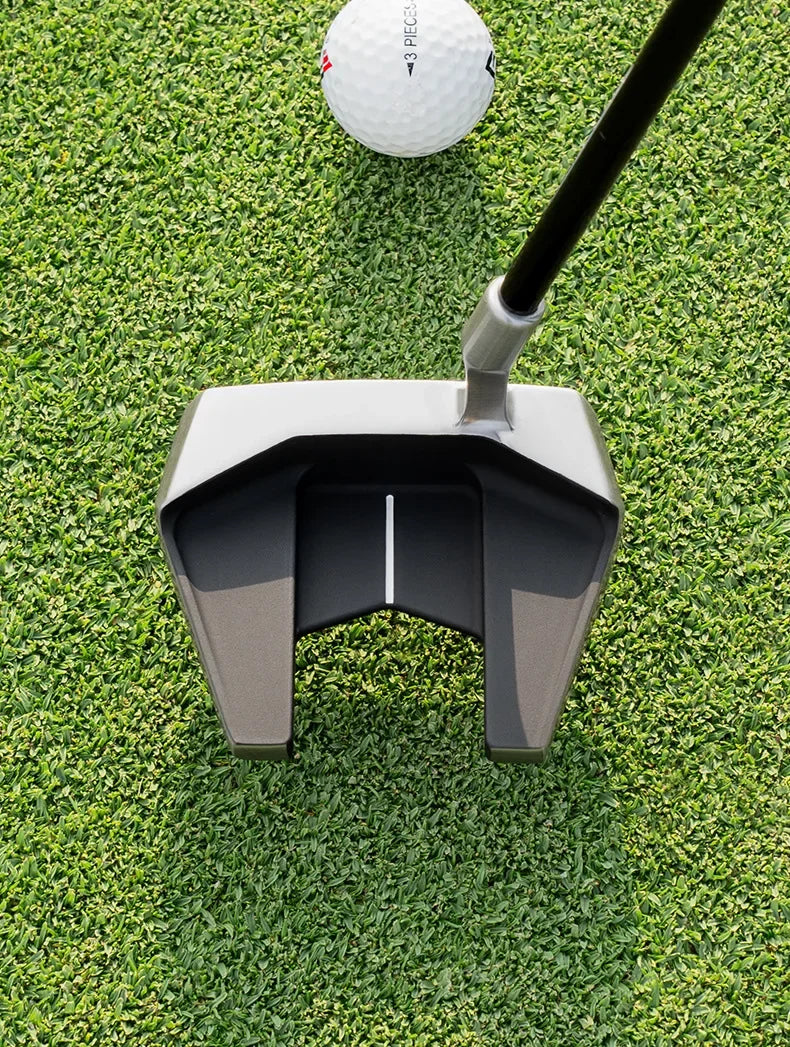 Left Handed Men's Standing Golf Putter with Ball Pickup, Silver Black