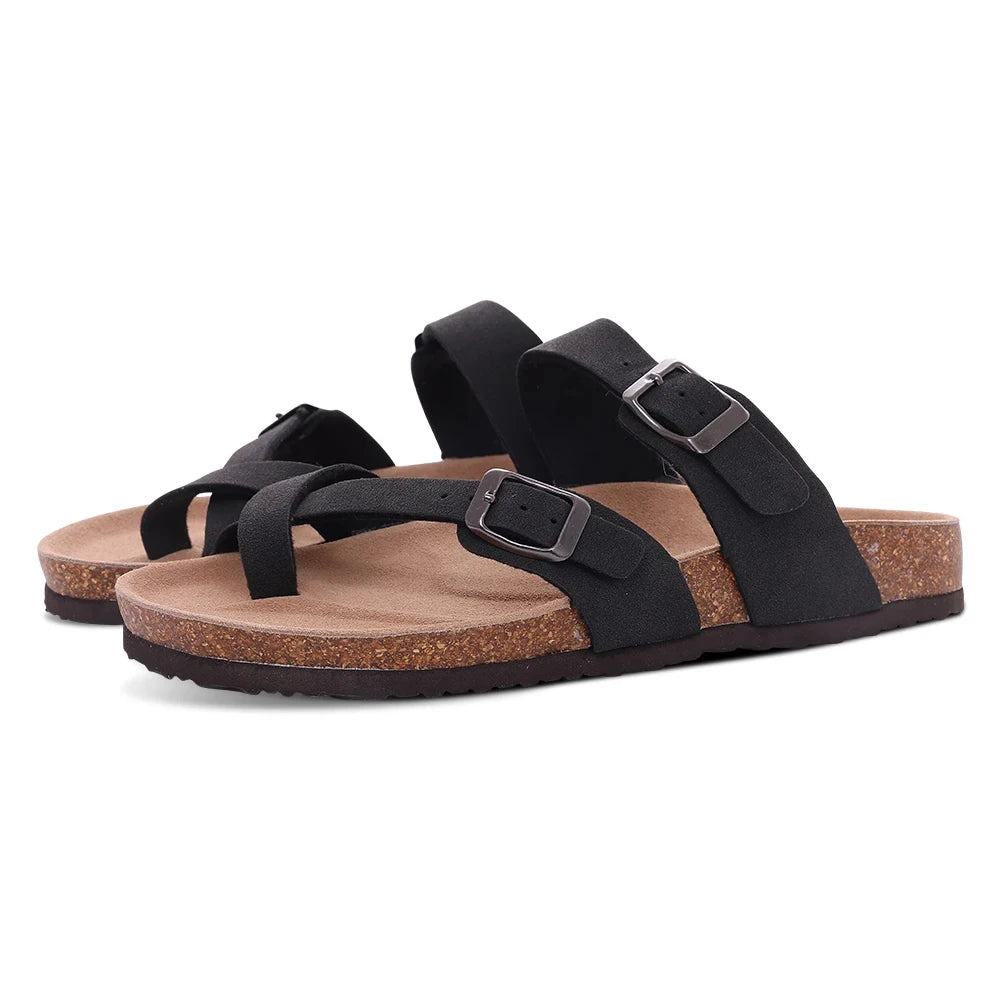 Men's Arch Support Slides Sandals With Adjustable Buckle