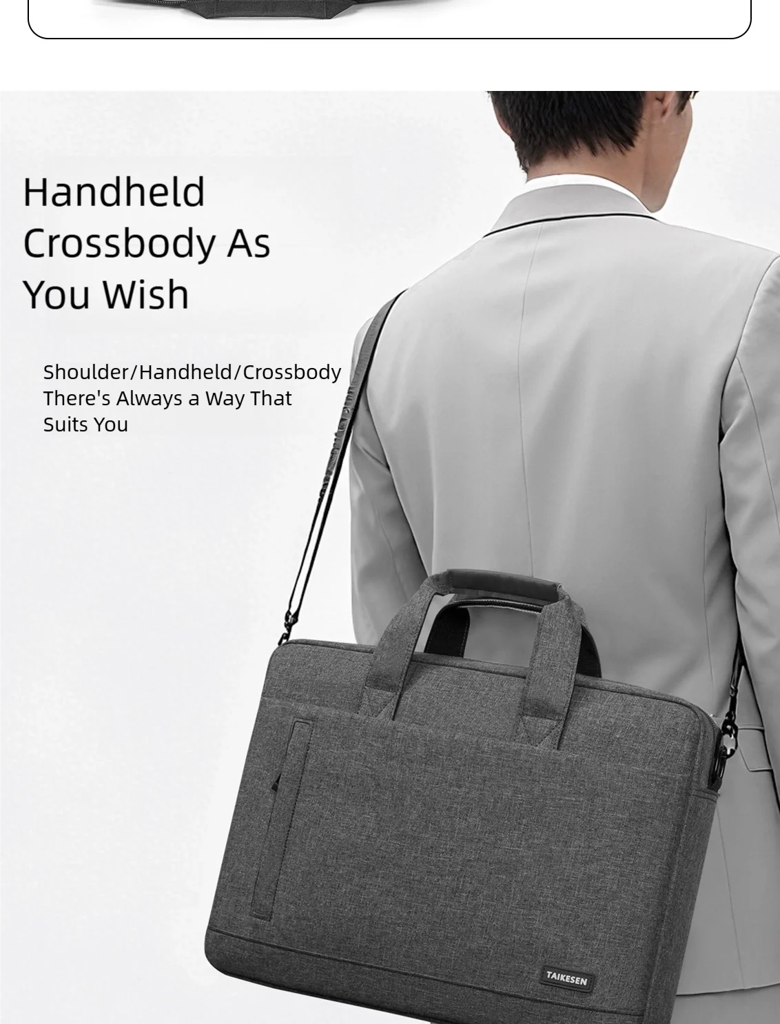 Unisex Zipper Canvas Laptop Briefcase for 13.3-17 Inch Laptops