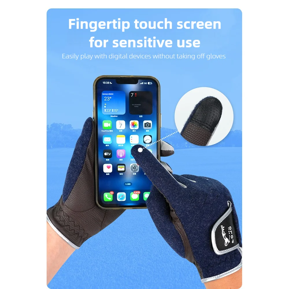 1 Pair Men Winter Warm Fleece Golf Gloves Outdoor Sports Touch Screen Gloves Non-slip Full Fingers Mittens Palm Protection - Buy online at  Vibe In Cart.