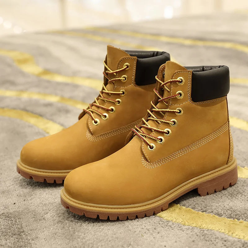Genuine Leather Men's Winter Spring Ankle Treking Military Snow Yellow Tactical Boots Outdoor Footwear for Women Men Work Shoes - Buy online at  Vibe In Cart.