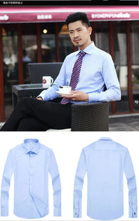 Men's French cufflinks shirt, men's slim fit long sleeved business sleeve nail free business formal men's solid color shirt - Buy online at  Vibe In Cart.