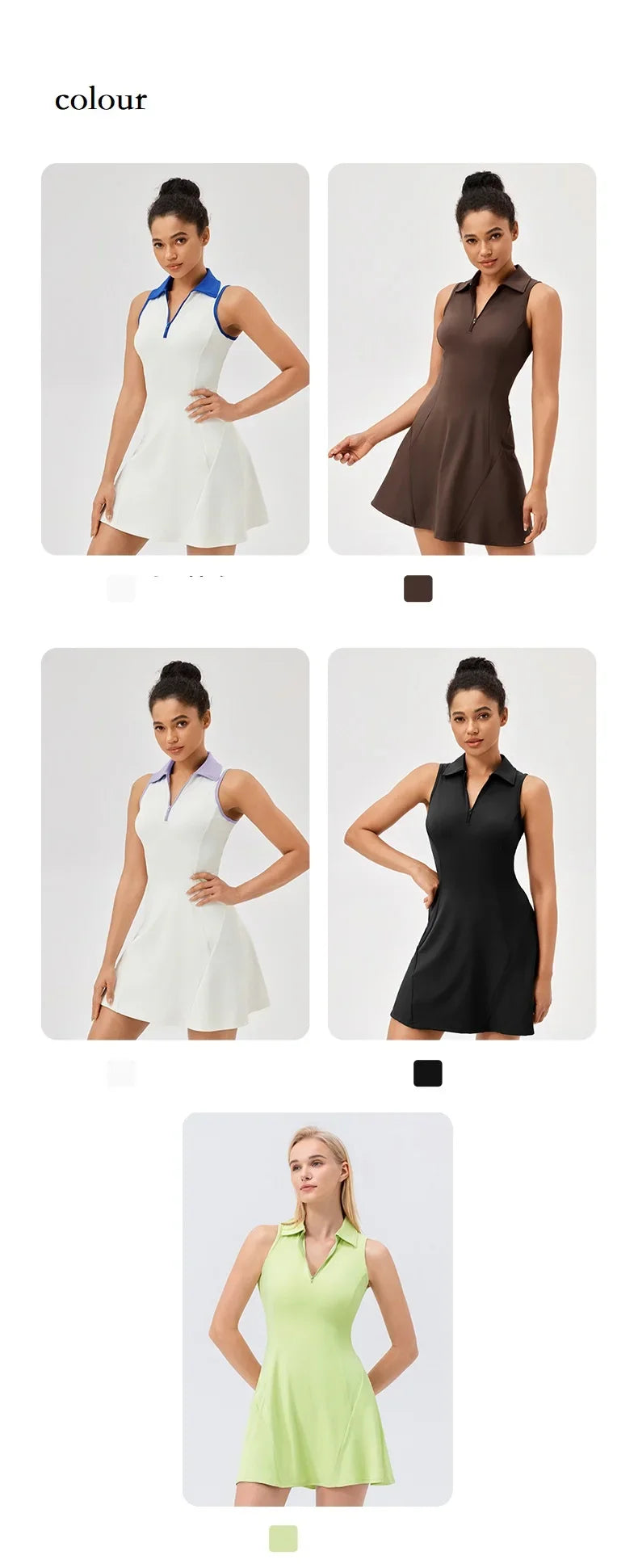 Women Tennis Dress Polo Zipper Collar Slim Skirts Ladies V-neck Breathable Slim Badminton Golf Dresses Quick-Dry Skorts S-XXL - Buy online at  Vibe In Cart.