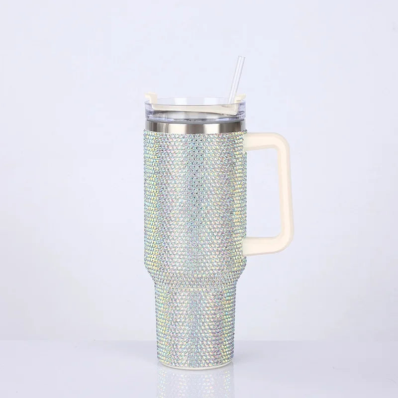 40oz Rhinestone Tumbler Stainless Steel Straw Women Cup Shiny Diamond Travel Car Thermoses Coffee Mug Water Bottle Drinkware - Buy online at  Vibe In Cart.