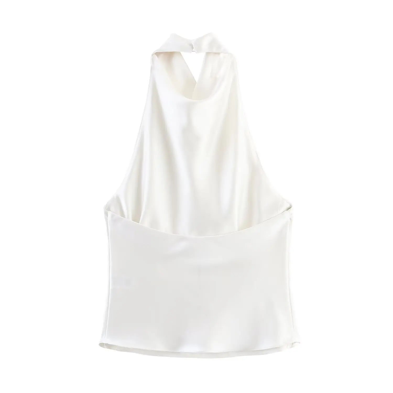 Women's Short Sleeveless Backless Tops with Buttons, Polyester