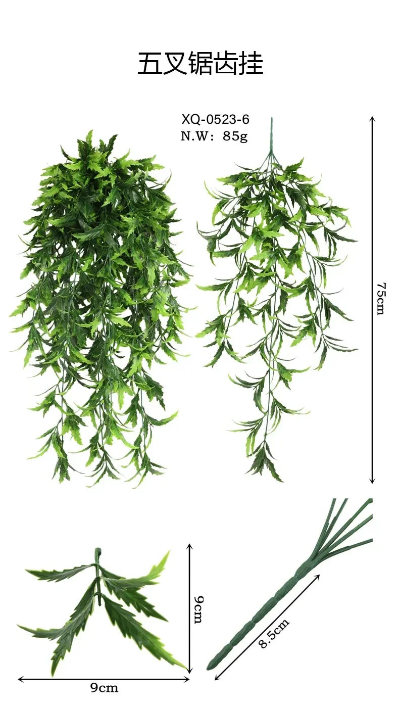 80cm Persian fern Leaves Vines Home Room Decor Hanging Artificial Plant Plastic Leaf Grass Wedding Party Wall Balcony Decoration - Buy online at  Vibe In Cart.