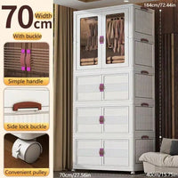 27.56 Inch 1pc Folding Wardrobe + 3pcs Folding Box Easy to Install Wardrobe Hanging Locker Bedroom Clothes Storage Cabinet Folda - Buy online at  Vibe In Cart.