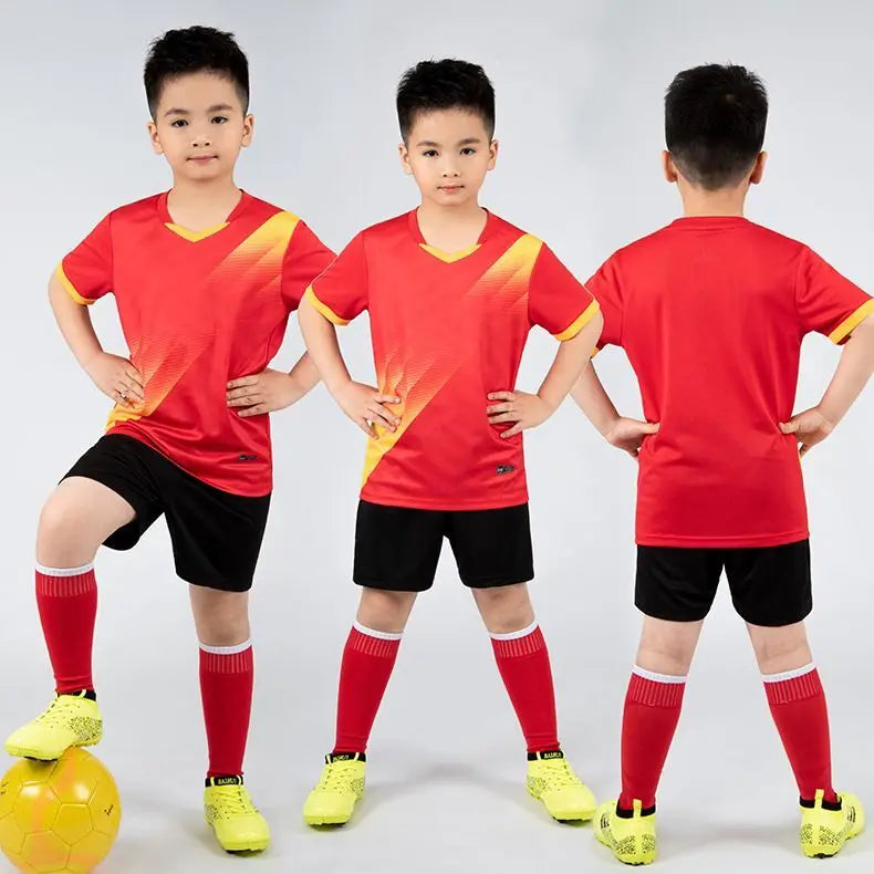 Boys Football Jersey tracksuit Child Soccer Sports Uniforms Kids Play Ball Sportswear Kits vest children's football suit Socks 1 - Buy online at  Vibe In Cart.
