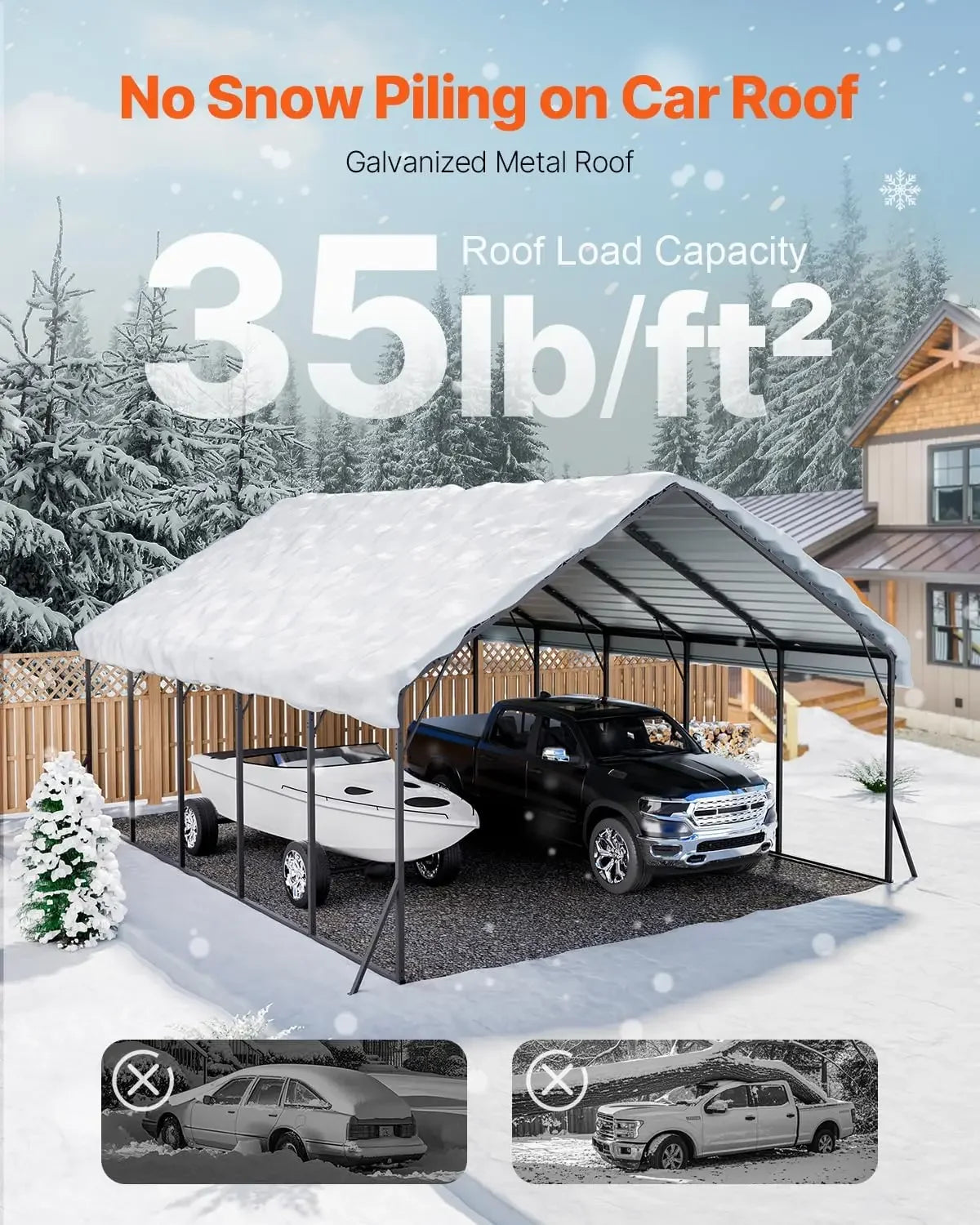 20x24 ft Heavy Duty Metal Carport, Outdoor Car Shelter with Removable PE Sidewalls, Steel Frame Garage for Car, Truck, Boat - Buy online at  Vibe In Cart.