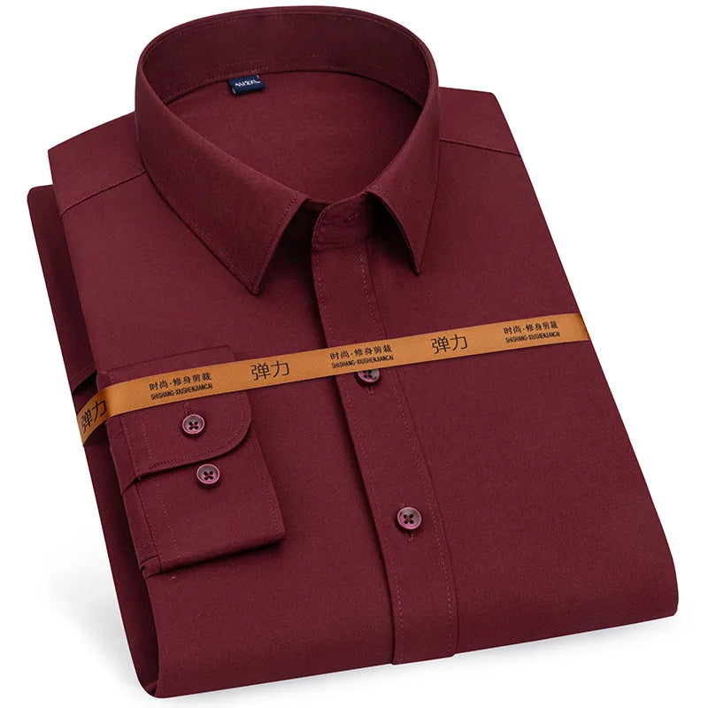 New men's dress shirt long sleeve thin free ironing business casual slim-fit fashion breathable high quality solid color - Buy online at  Vibe In Cart.