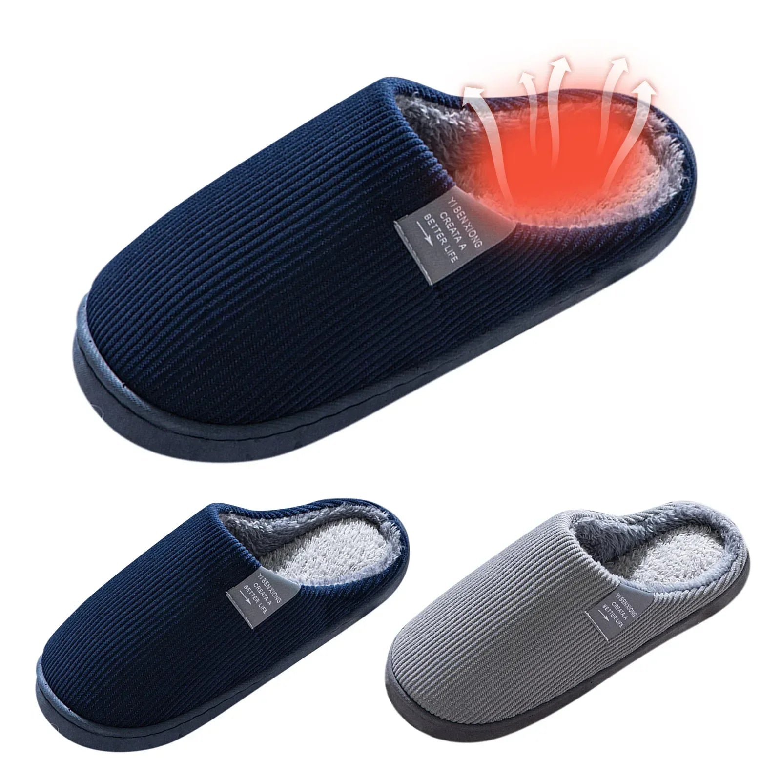 NEW Women's Men's Casual Thick Soft Bottom Home Slippers Household Plush Slippers Anti-slip Thermal Slippers Indoor Winter Flats - Buy online at  Vibe In Cart.