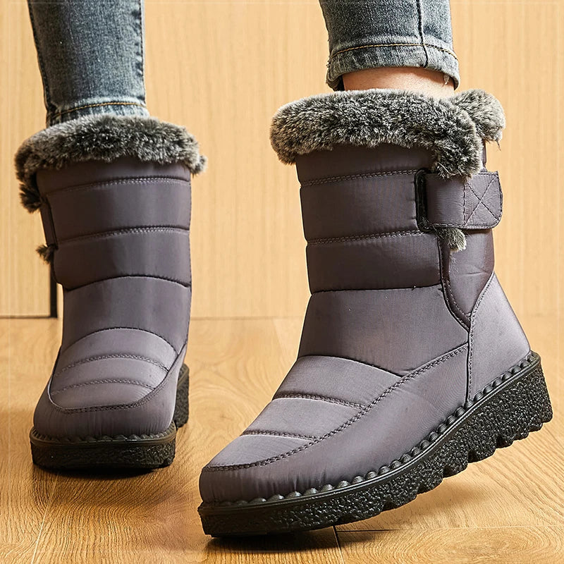 Boots Waterproof Fur Boots For Snow Women's Winter Shoes Low Heels Women Middle Boots Winter Footwear Warm Combat Shoes Woman - Buy online at  Vibe In Cart.