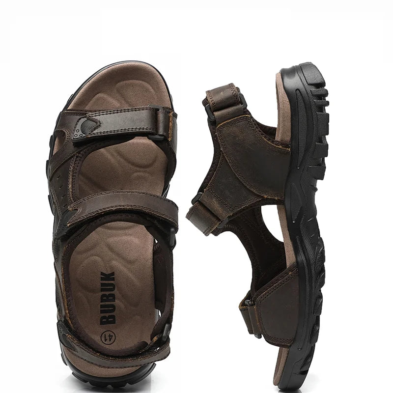 First-Layer Cowhide Men's New Fashion Open-Toe Casual Men's Summer Sandals, Adjustable Non-Slip, Comfortable Soft-Soled Beach Sh - Buy online at  Vibe In Cart.