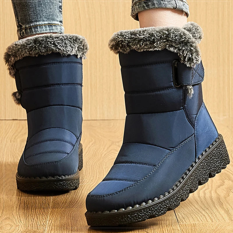 Boots Waterproof Fur Boots For Snow Women's Winter Shoes Low Heels Women Middle Boots Winter Footwear Warm Combat Shoes Woman - Buy online at  Vibe In Cart.