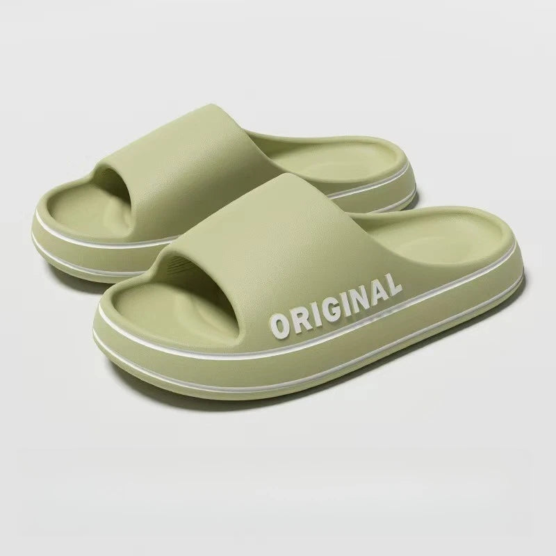 Couple Sandals Women Mens Letter Slippers Beach Slides Summer Anti Slip Thick Sole Indoor Bathroom Solid Color Shoes - Buy online at  Vibe In Cart.