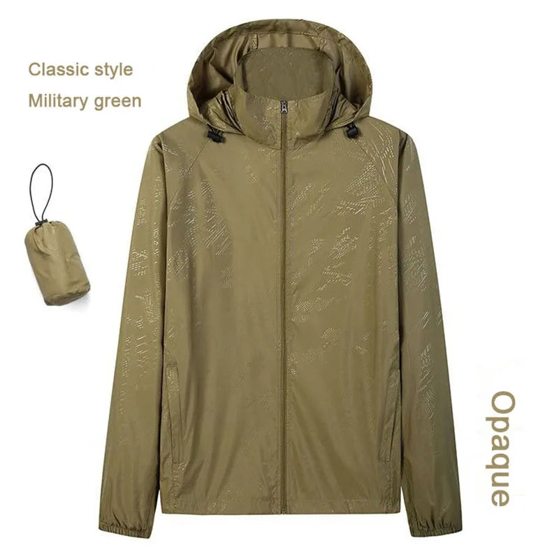 Hooded UV Waterproof Nylon Golf Jacket Unisex Foldable
