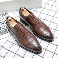 Black Fashionable Oxford Shoes Large Size Casual Business Leather Shoes Wedding Ceremony Shoes Carved Block Design Rubber Sole - Buy online at  Vibe In Cart.