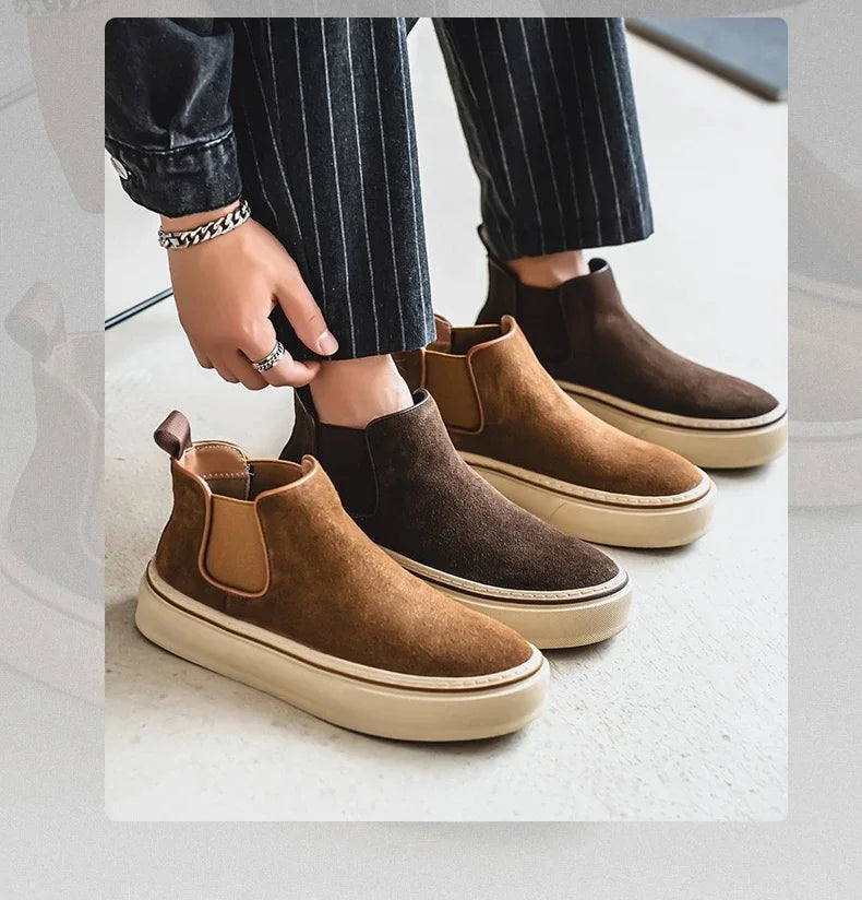 Mens Oxford Boots Stylish High Top Sneakers Casual Sports Shoes British Style - Buy online at  Vibe In Cart.