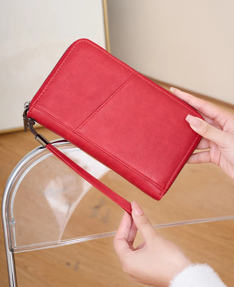 Multifunctional Travel Passport Wallet with RFID Protection in Microfiber Leather
