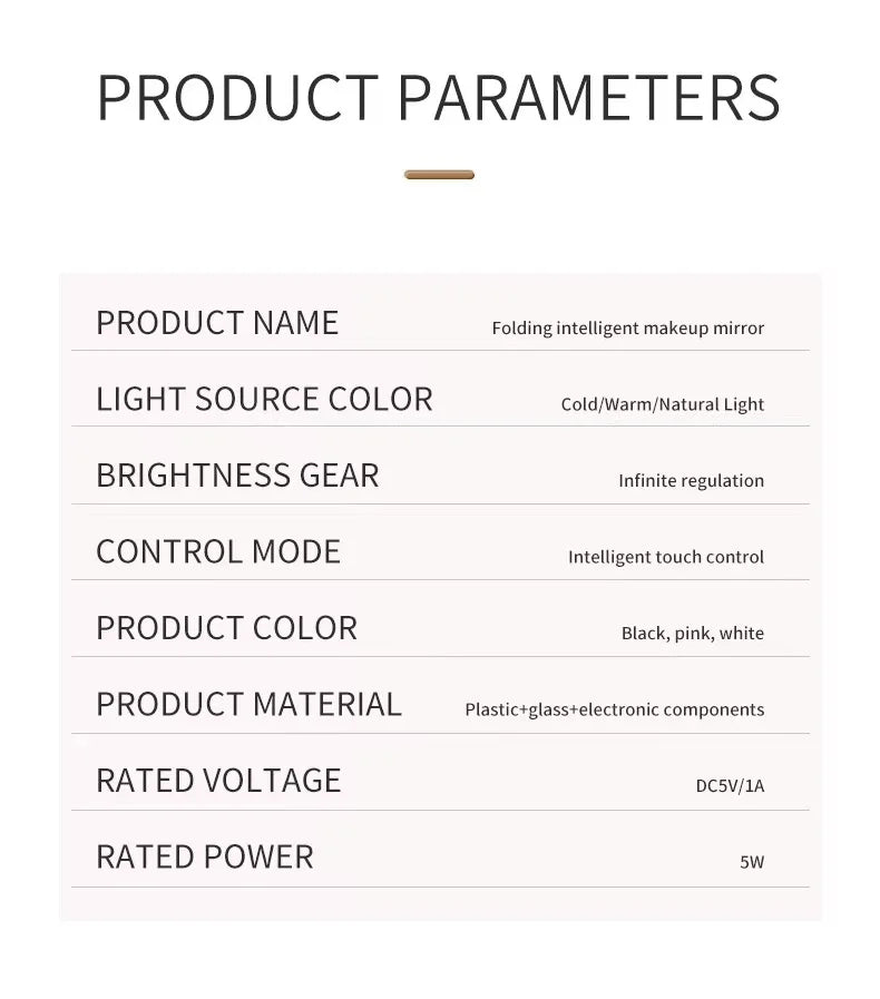 LED Makeup Mirror 3 Colors Light Portable Vanity with Adjustable Brightness USB Charging Foldable for Travel And Home Use - Buy online at  Vibe In Cart.