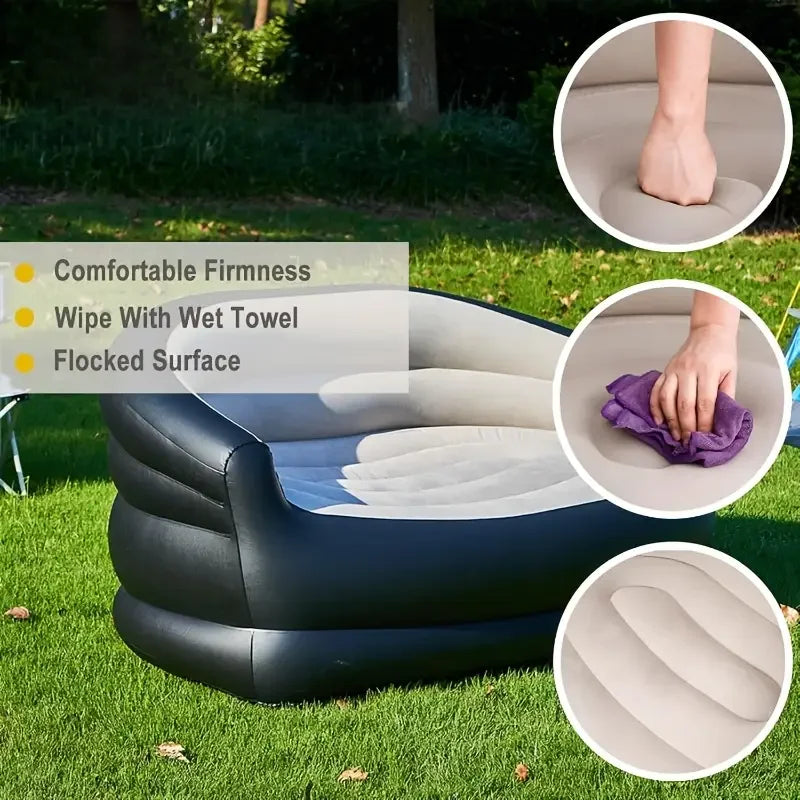 Outdoor Portable Inflatable Bed, Lounging Double Sofa, Folding Camping Inflatable Recliner, Flocking Outdoor Inflatable Sofa - Buy online at  Vibe In Cart.