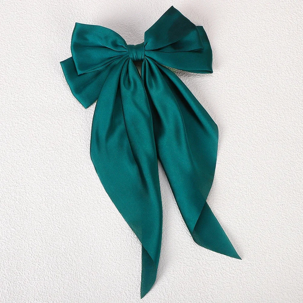 Polyester Chiffon Alloy Hair Barrettes for Girls with Big Bow