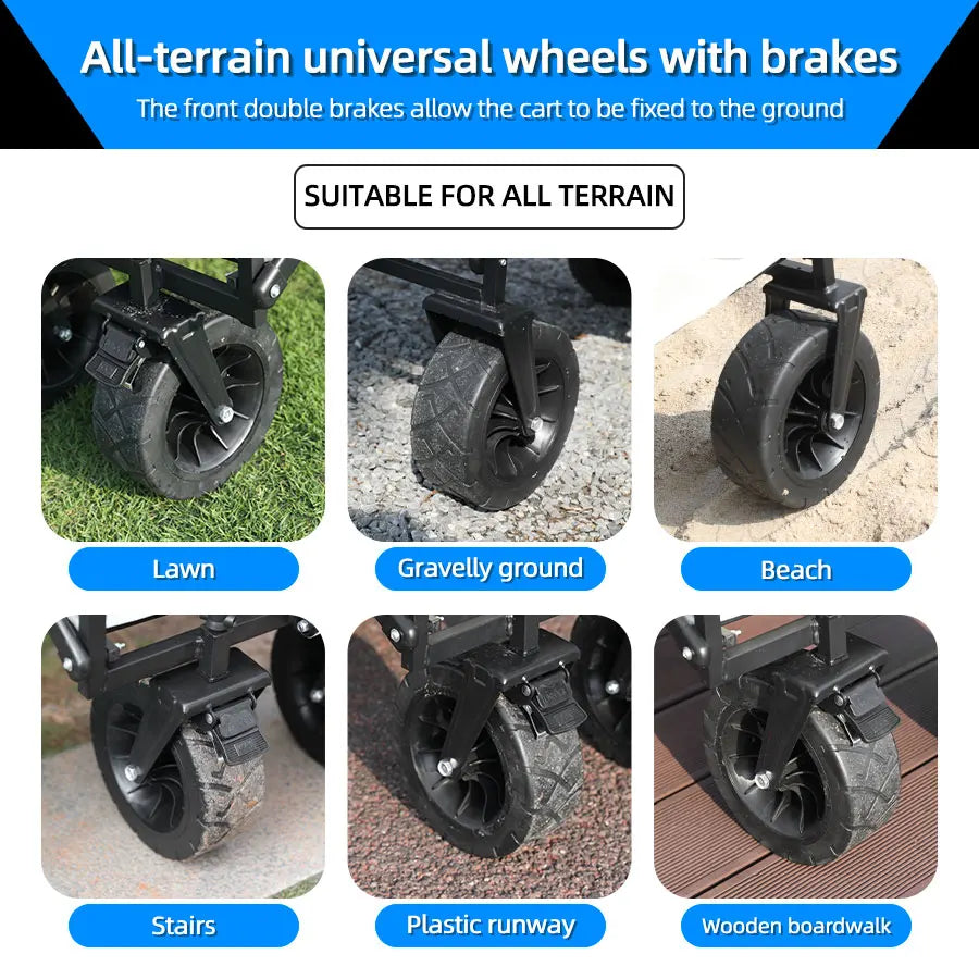 Collapsible Folding Utility Beach Wagon Cart Heavy Duty Large Capacity Fold Wagon Outdoor Trolley Portable Camping Cart Table - Buy online at  Vibe In Cart.