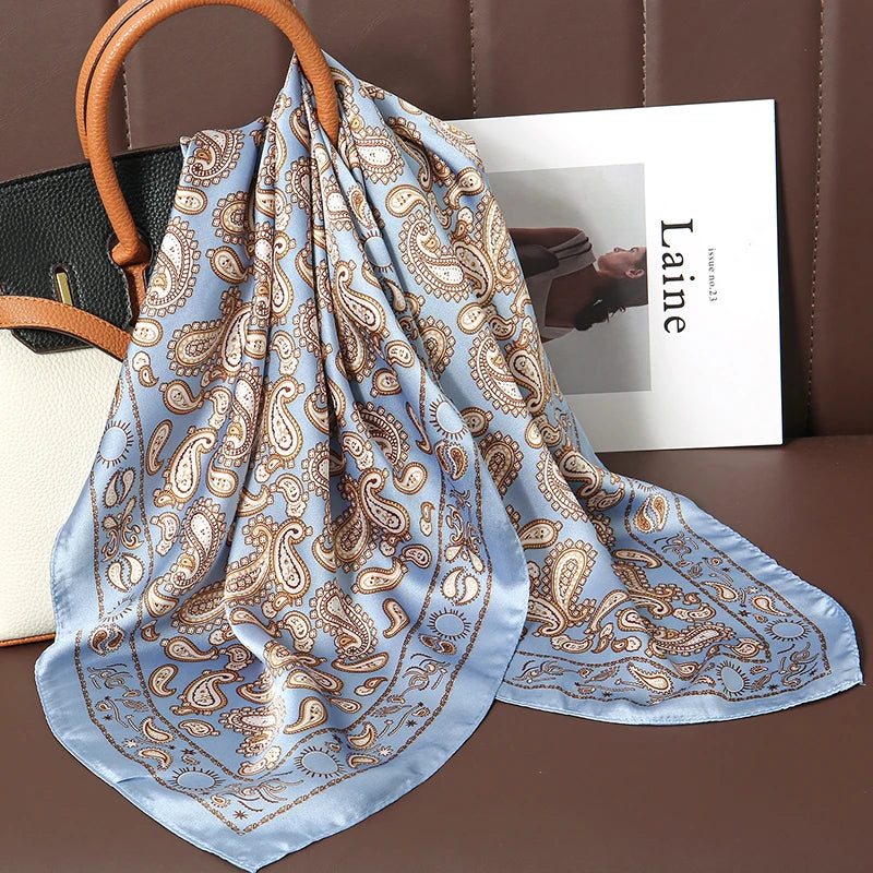 Square Satin Silk Scarf for Women, Casual All Seasons