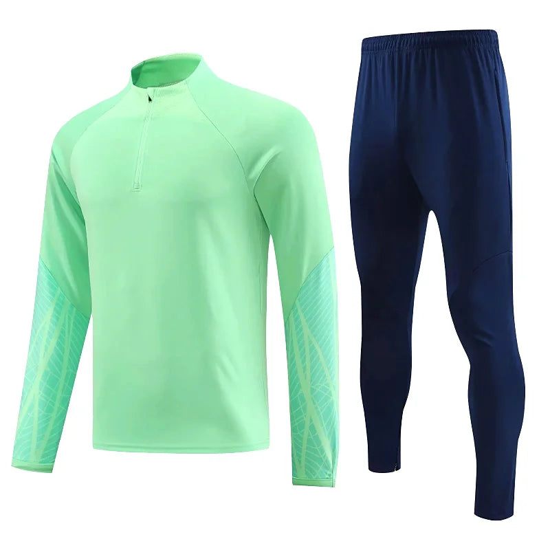 Long Sleeve Polyester Football Tracksuit Set for Men with Jacket and Pants