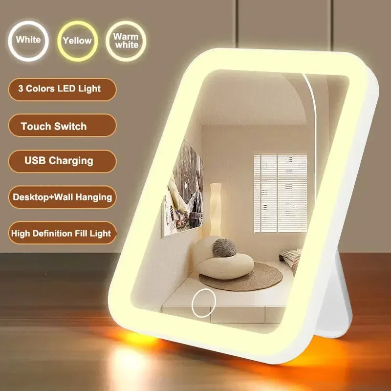 LED Smart Student Dormitory Desktop Fill Light Small Mirror, Makeup Mirror With Light,Girls Bedroom Dressing Table Mirro - Buy online at  Vibe In Cart.