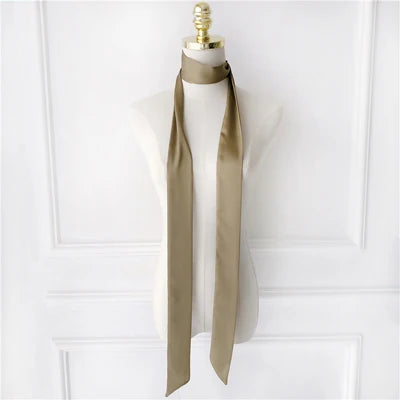 Women's Long Narrow Solid Color Polyester Scarf 190x5cm