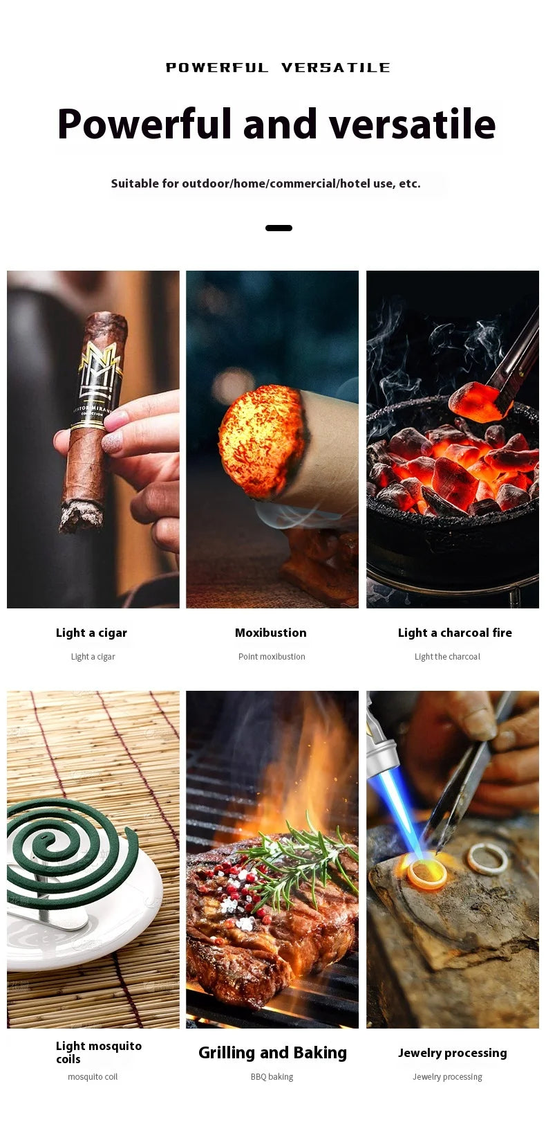 Powerful Metal Gas Lighter Windproof Kitchen Cooking Torch Flame Jet Barbecue Smoking Accessories Cigar Lighters Men's Gift - Buy online at  Vibe In Cart.