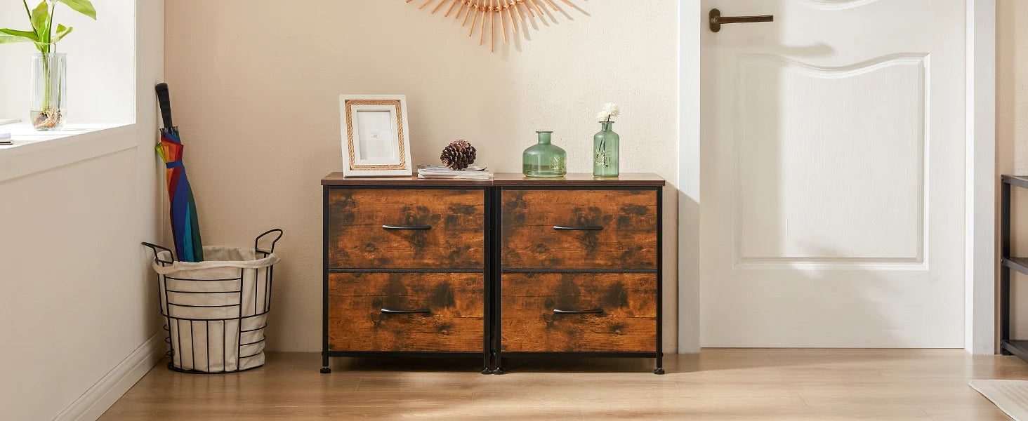 JHK Nightstand Bedside Coffee Sofa Tea Table Storage Closet Chest Clothes Display For Bedroom 2 Fabric Drawers Cabinet Furniture - Buy online at  Vibe In Cart.