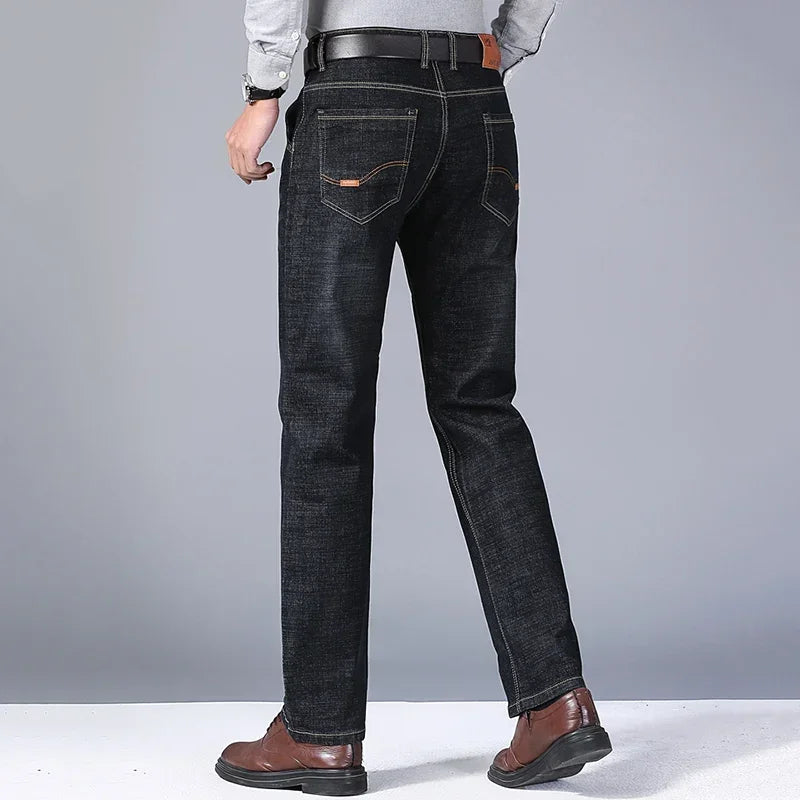Men's Straight Leg Stretch Denim Jeans for Casual Wear