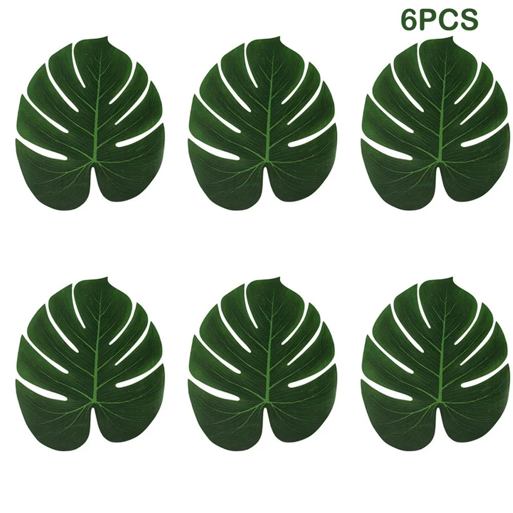 Artificial Tropical Palm Leaves with Golden Stems for Decoration