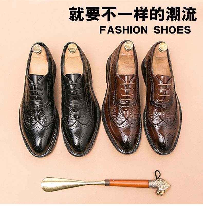 Men Suit Casual Shoes Luxury Men Brogue Dress Shoes Formal Business Leather Shoes Men Brown Wedding Italian Banquet Shoe Size 46 - Buy online at  Vibe In Cart.