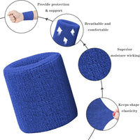 New Hot 1Pairs 2Pcs Set Breathable Cotton Wrist Sweatbands Sweat Absorbent Wristbands for Tennis Football Basketball Running Gym - Buy online at  Vibe In Cart.