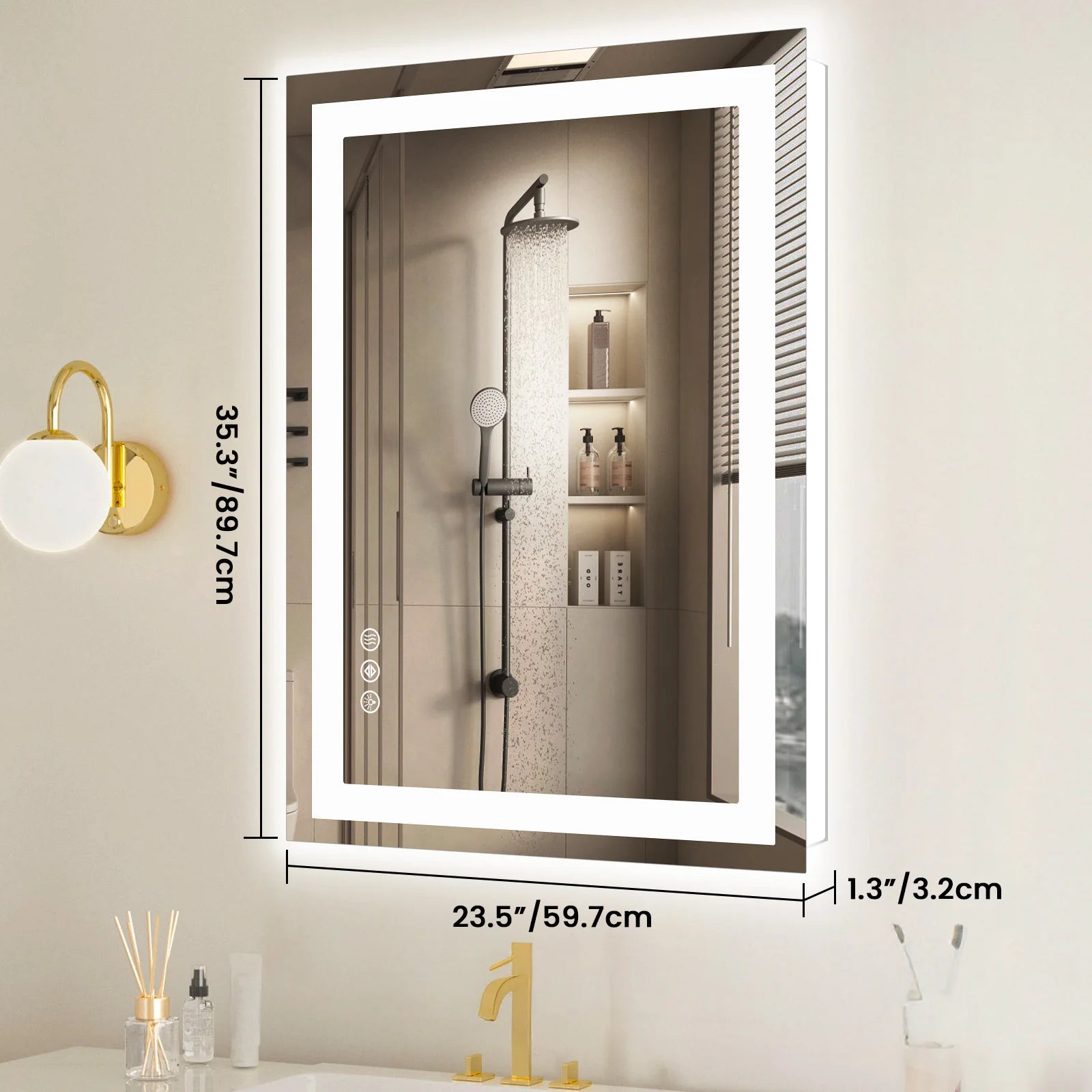 JHK 36"x 24"LED Bathroom Vanity Mirror for Wall Memory Function Tempered Glass with Front Light and Backlit For Living Room - Buy online at  Vibe In Cart.