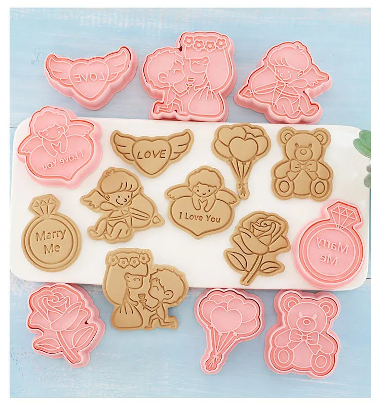 8-Piece Plastic 3D Cookie Cutters Set with Cartoon Designs