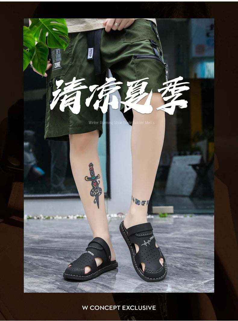 Men's Baotou Sandals Summer new Outdoor Cool Breathable Anti slip Waterproof Beach Shoes Soft Sole Fashion Dual purpose Slippers - Buy online at  Vibe In Cart.