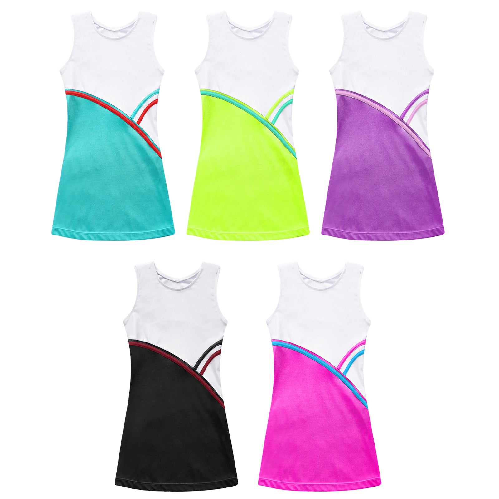 Kids Girls Tennis Golf Sport Sundress Summer Yoga Outdoor Sport Sleeveless Dress for Tennis Golf Badminton Cheerleading Dance