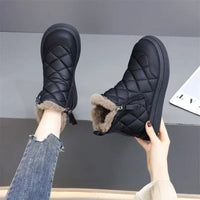 2025 Winter Side-Zip Quilted Boots Women Short Snow Boots with Fur Lining Waterproof Slip-Resistant Sole ChunkyTread CasualBoots - Buy online at  Vibe In Cart.