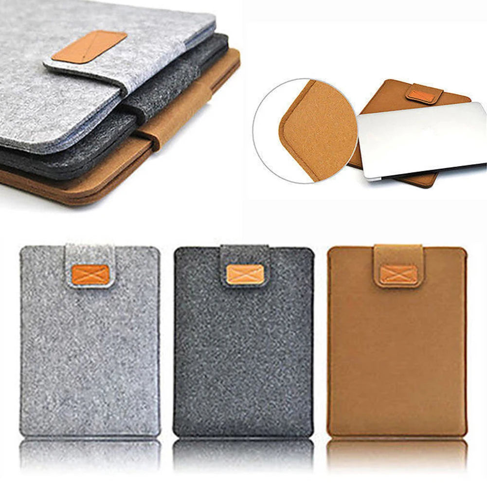 Wool Felt Slim Laptop Sleeve for 11-15 Inch Devices, Solid Color