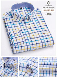 100% Cotton Oxford Men's Shirts Long Sleeves Plaid Soft Regular Fit Formal Dress Shirt Pocket Social Blouse Male Clothes S-7XL - Buy online at  Vibe In Cart.